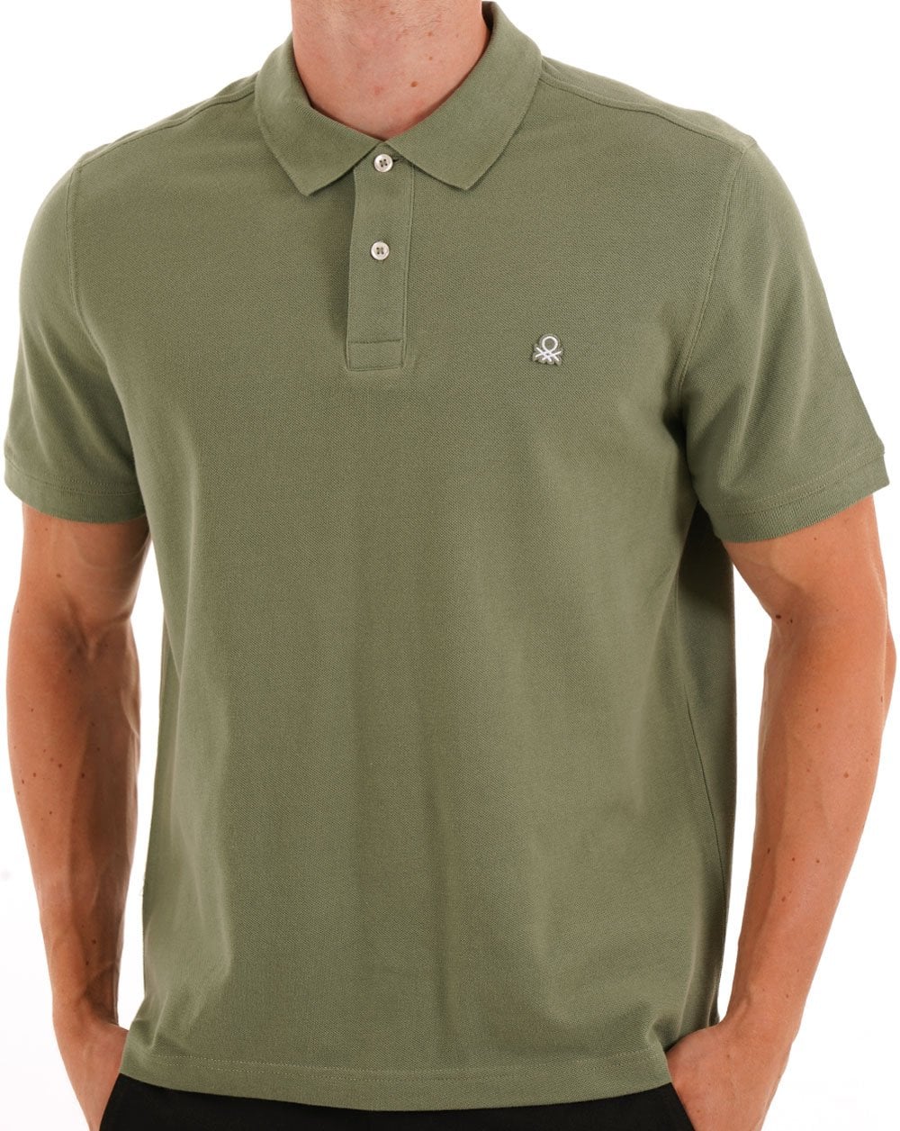 Benetton Polo Shirt Khaki Grey