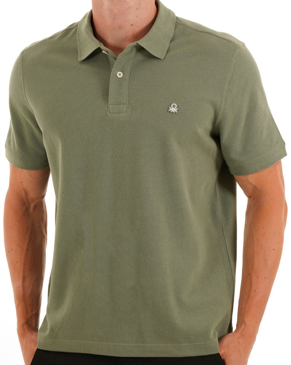 Benetton Polo Shirt Khaki Grey