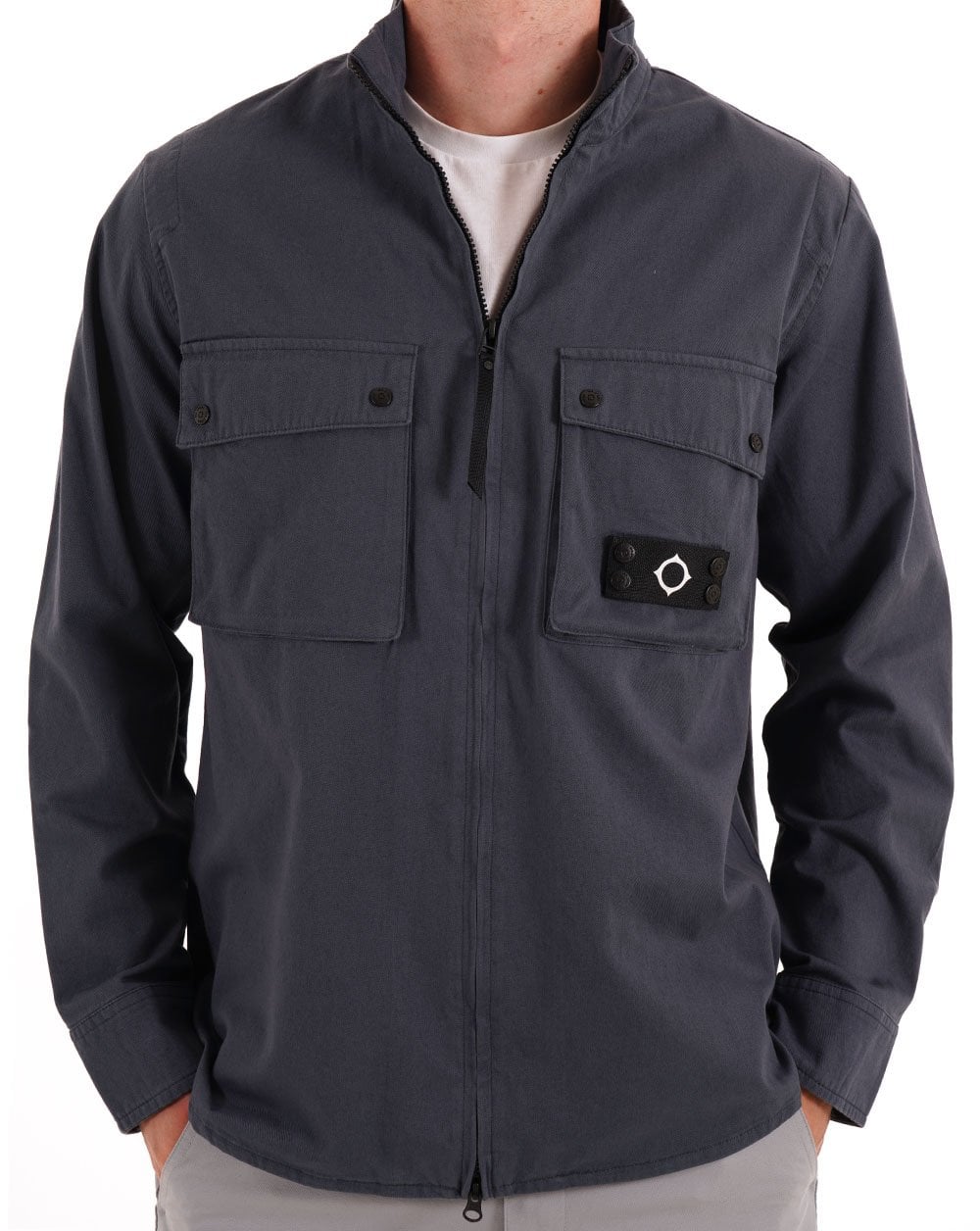 MA.STRUM Aerial Funnel Neck Overshirt Ink Navy
