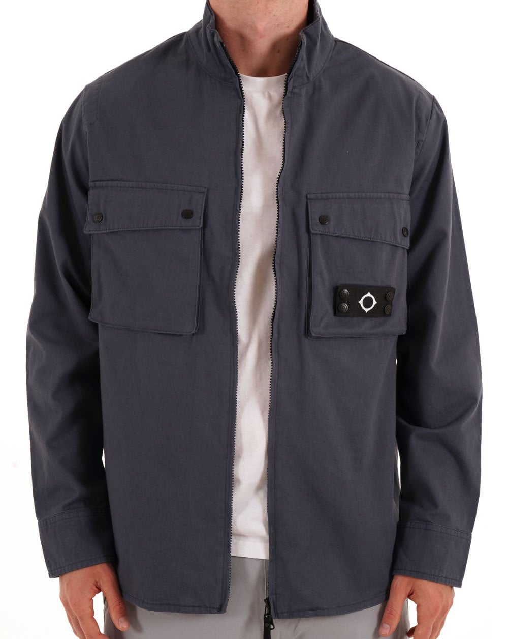 MA.STRUM Aerial Funnel Neck Overshirt Ink Navy