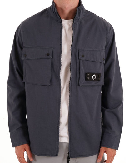MA.STRUM Aerial Funnel Neck Overshirt Ink Navy