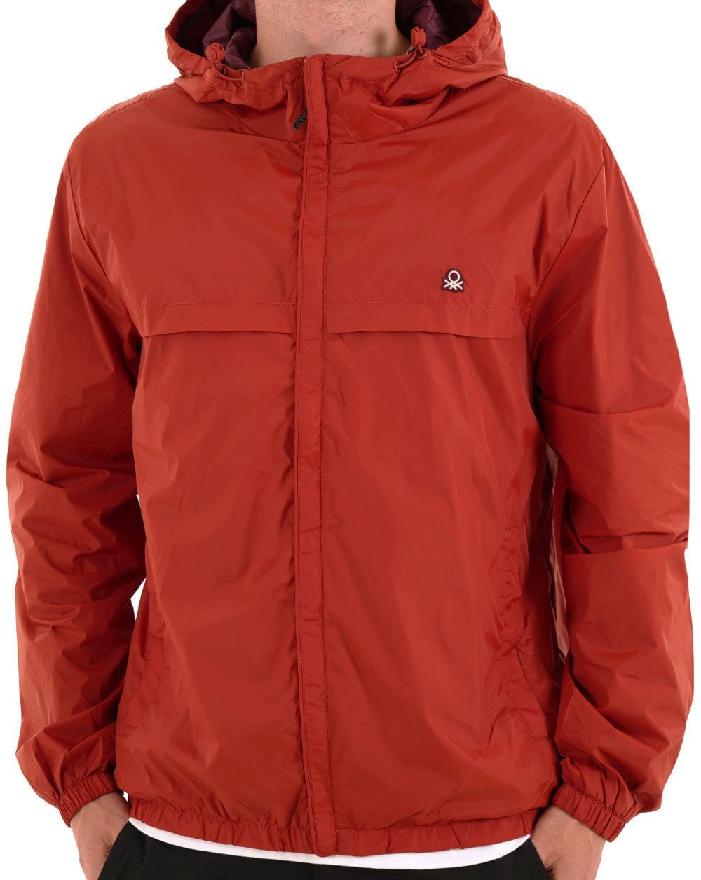 Benetton Hooded Rain Defender Jacket Brick Red