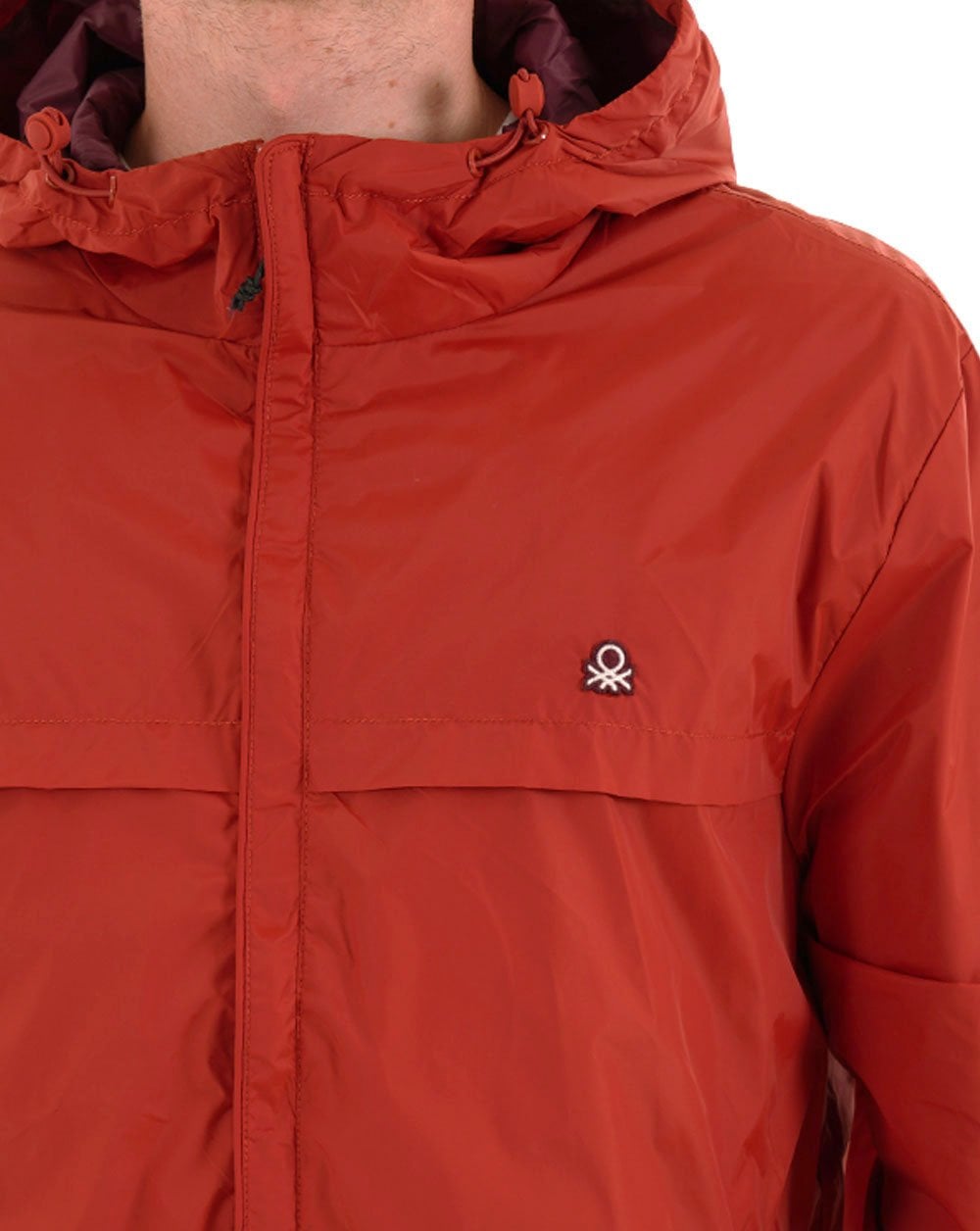 Benetton Hooded Rain Defender Jacket Brick Red