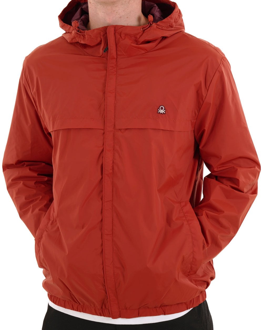 Benetton Hooded Rain Defender Jacket Brick Red