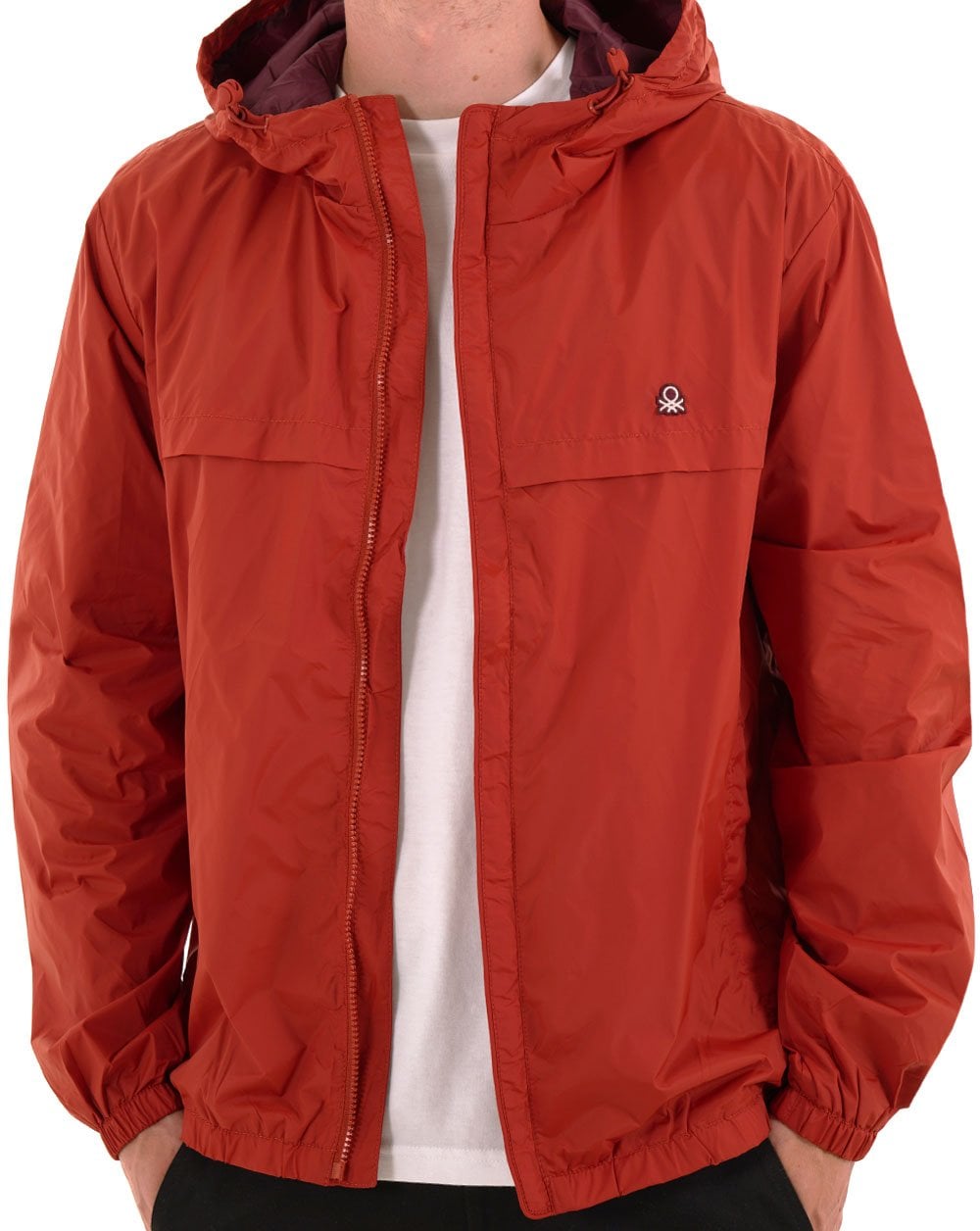 Benetton Hooded Rain Defender Jacket Brick Red