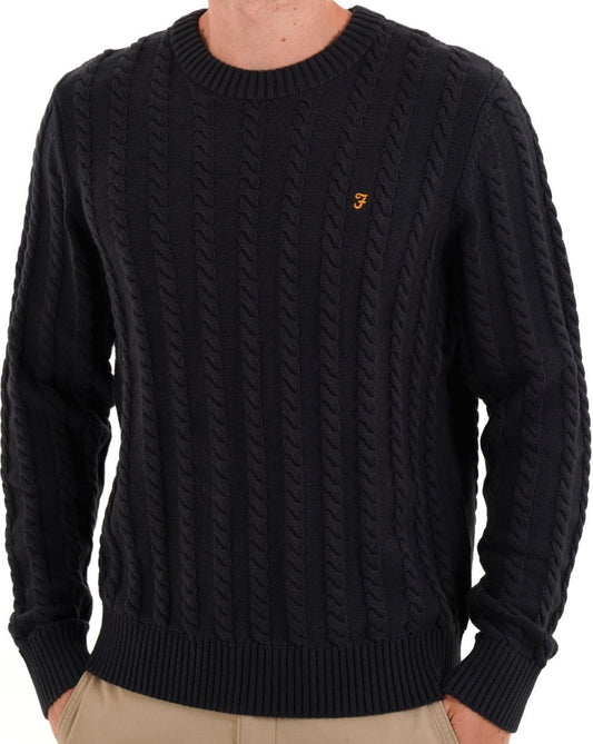 Farah Knight Cable Knit Jumper True Navy
