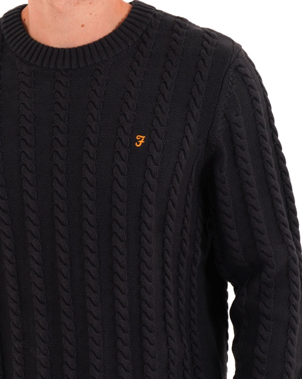 Farah Knight Cable Knit Jumper True Navy