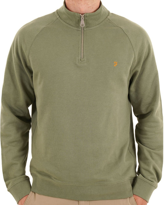 Farah Jim 1/4 Zip Sweatshirt Tarragon Green