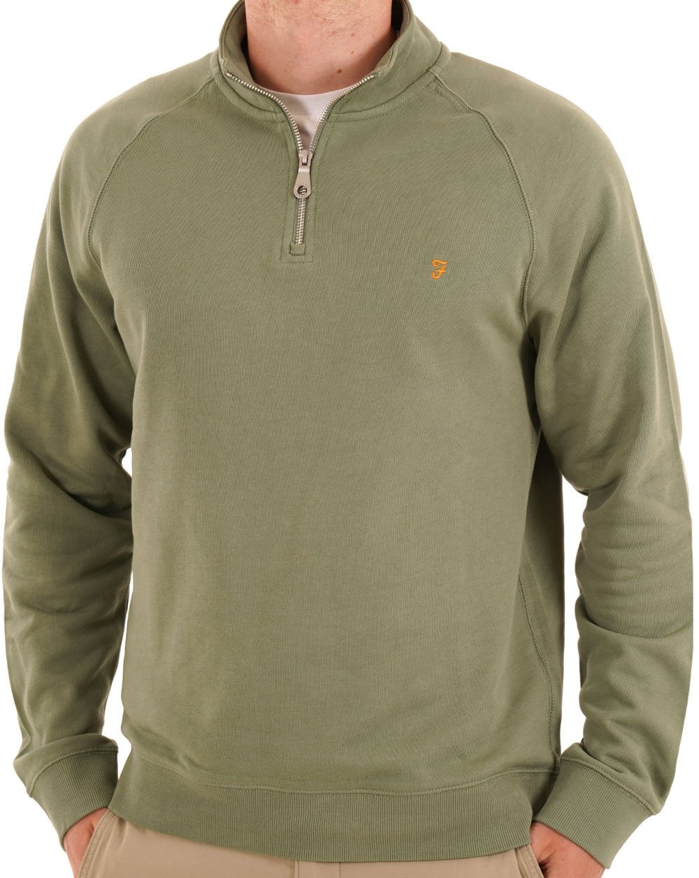 Farah Jim 1/4 Zip Sweatshirt Tarragon Green