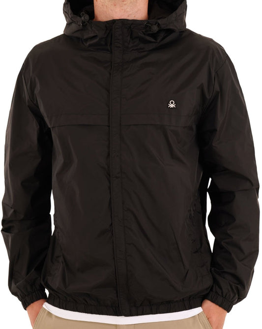 Benetton Hooded Rain Defender Jacket Black/White