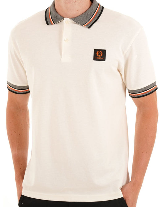 Trojan Oxford Collar Pique Polo Ecru
