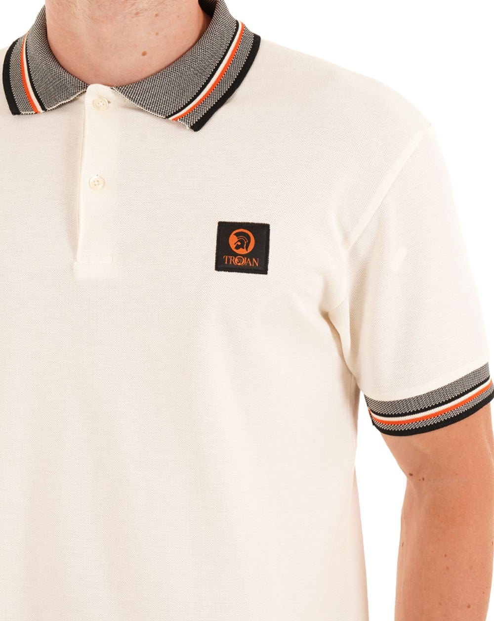 Trojan Oxford Collar Pique Polo Ecru