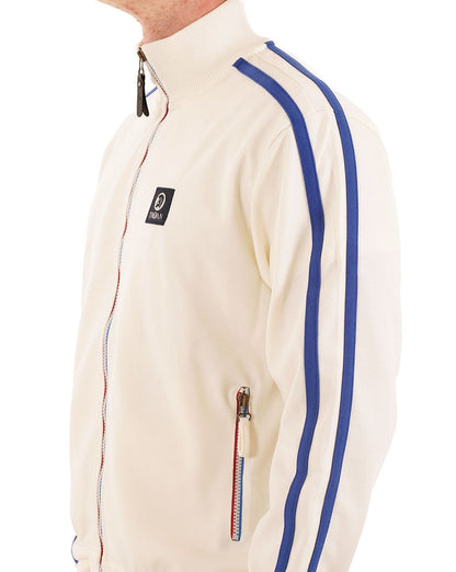 Trojan Contrast Zip Track Top Ecru/Blue