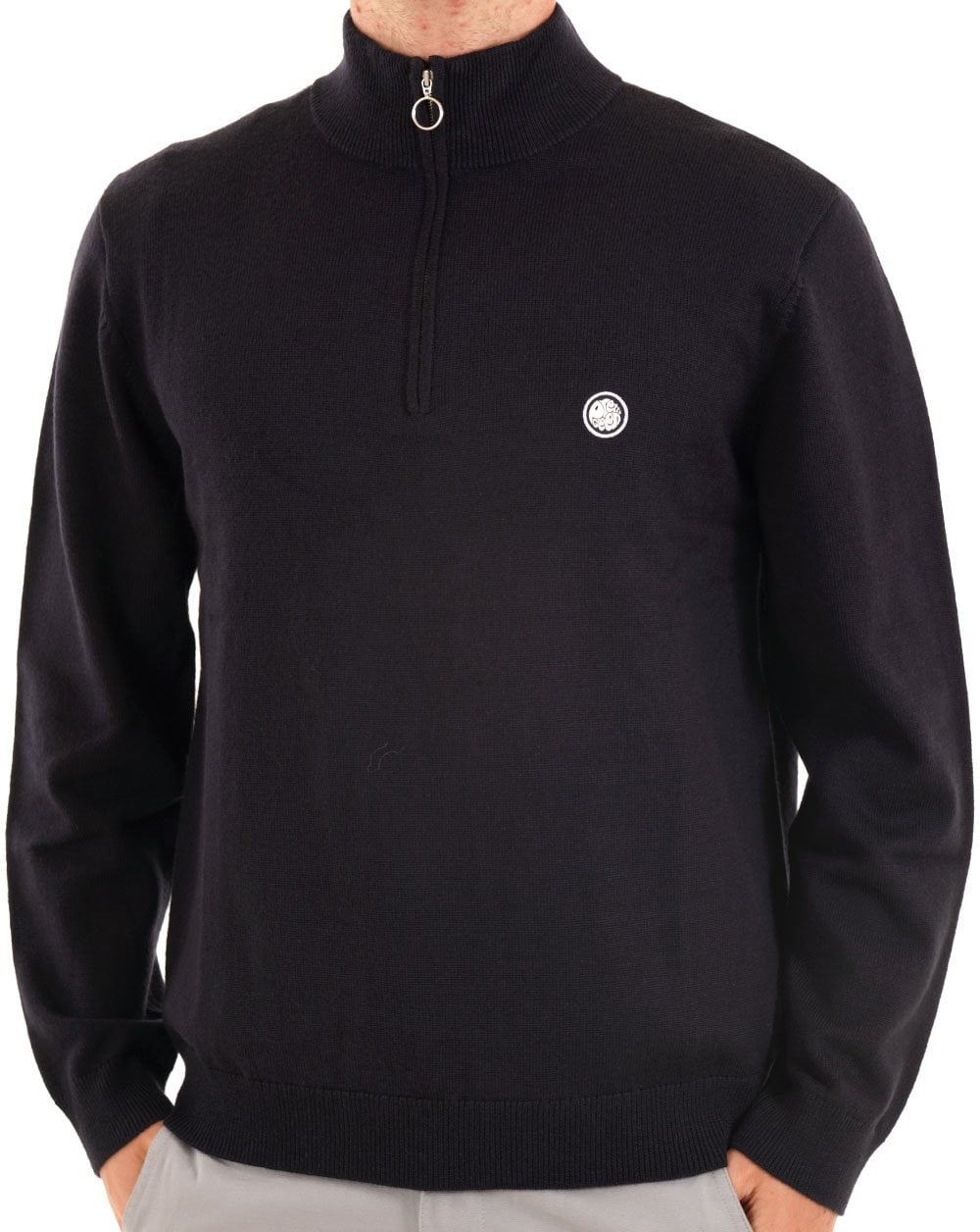 Pretty Green 1/4 Zip Merino Knit Navy