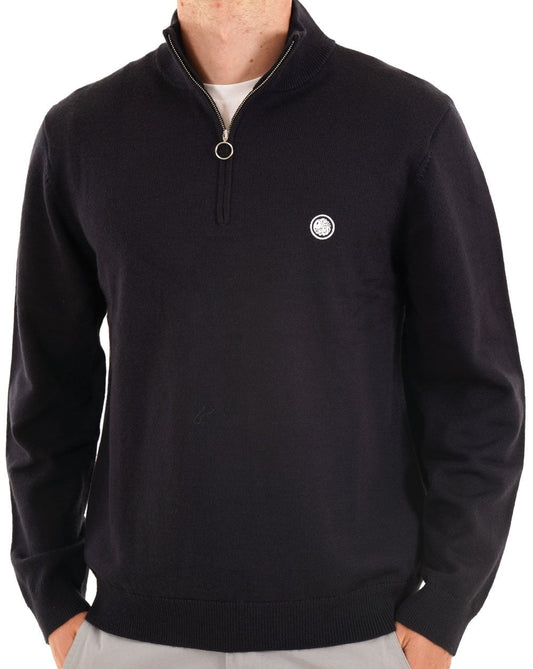 Pretty Green 1/4 Zip Merino Knit Navy