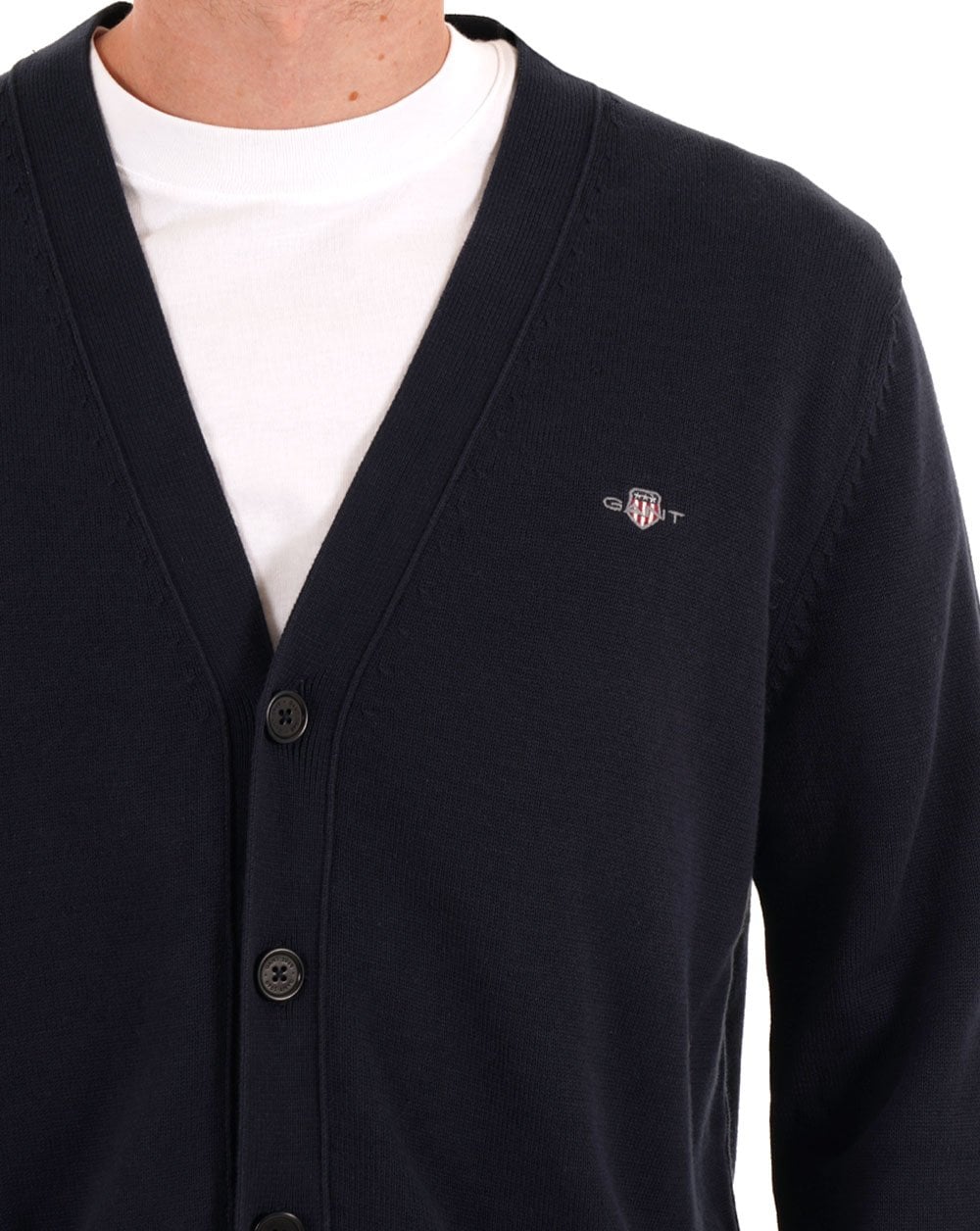 Gant Cotton Knit Cardigan Navy Blue