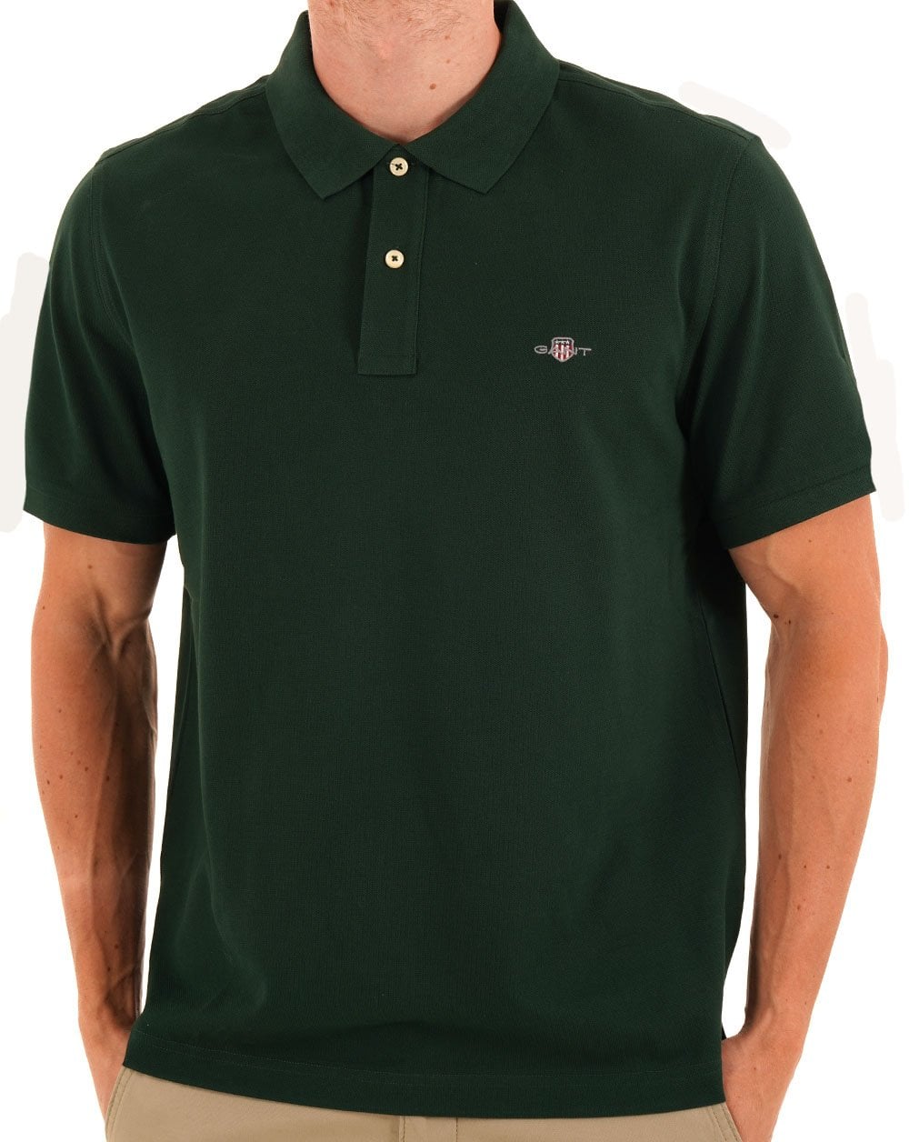 Gant Shield Pique Polo Tartan Green