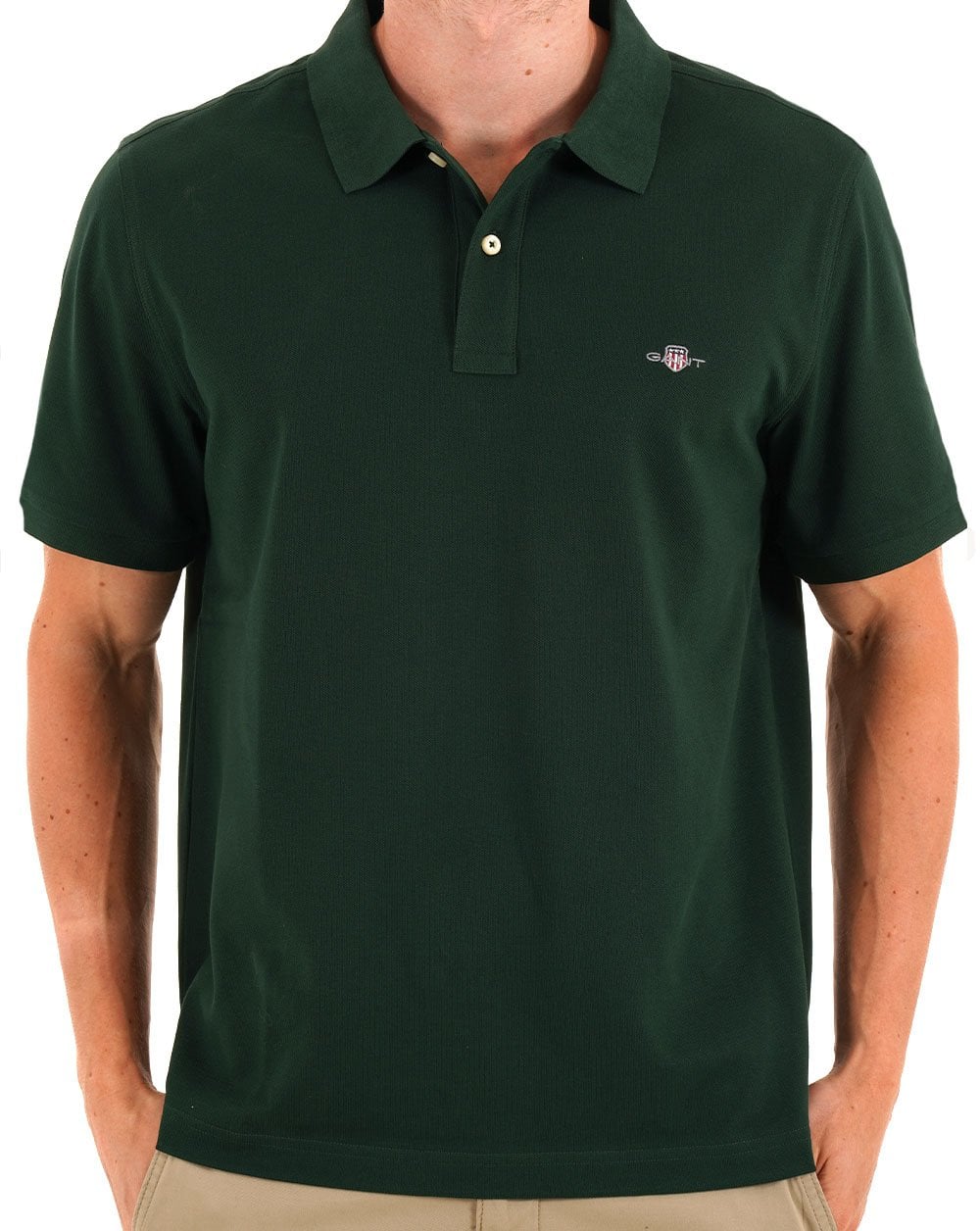 Gant Shield Pique Polo Tartan Green