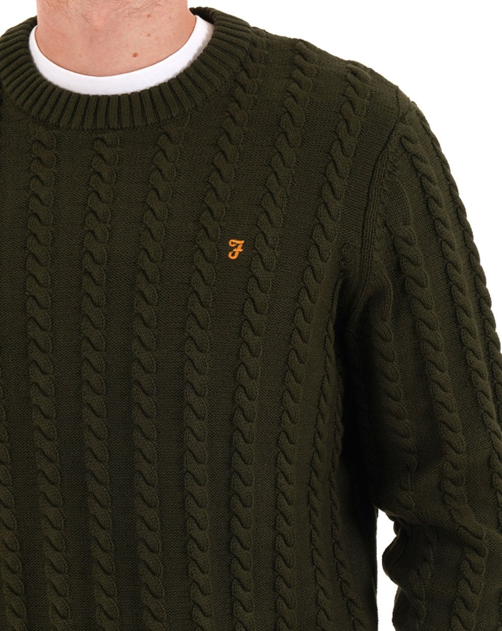 Farah Knight Cable Knit Jumper Evergreen