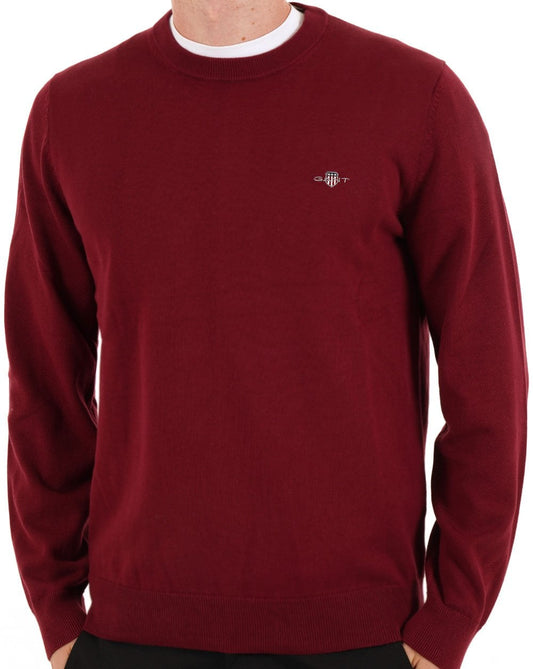 Gant Cotton Crew Neck Jumper Dark Red