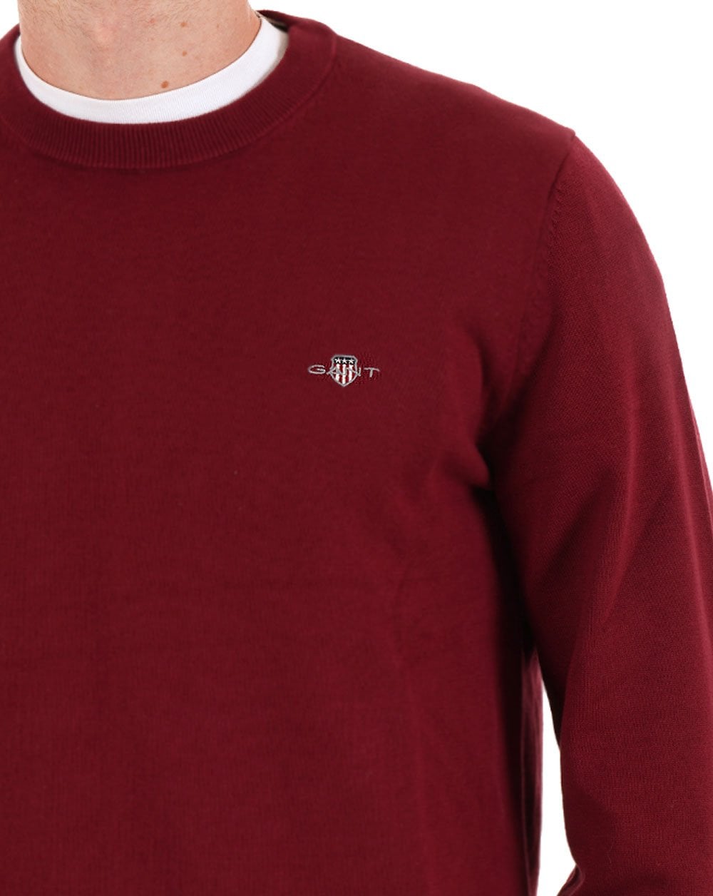 Gant Cotton Crew Neck Jumper Dark Red