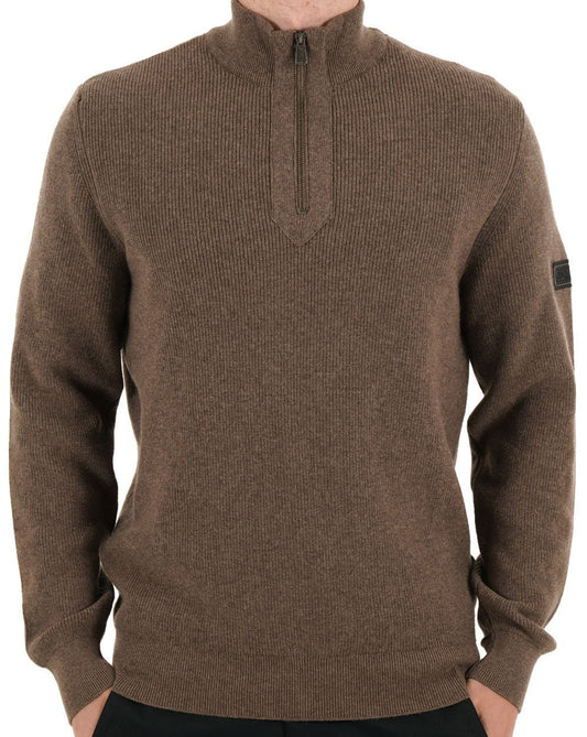 Barbour International Crawley Half Zip Jumper Brindle