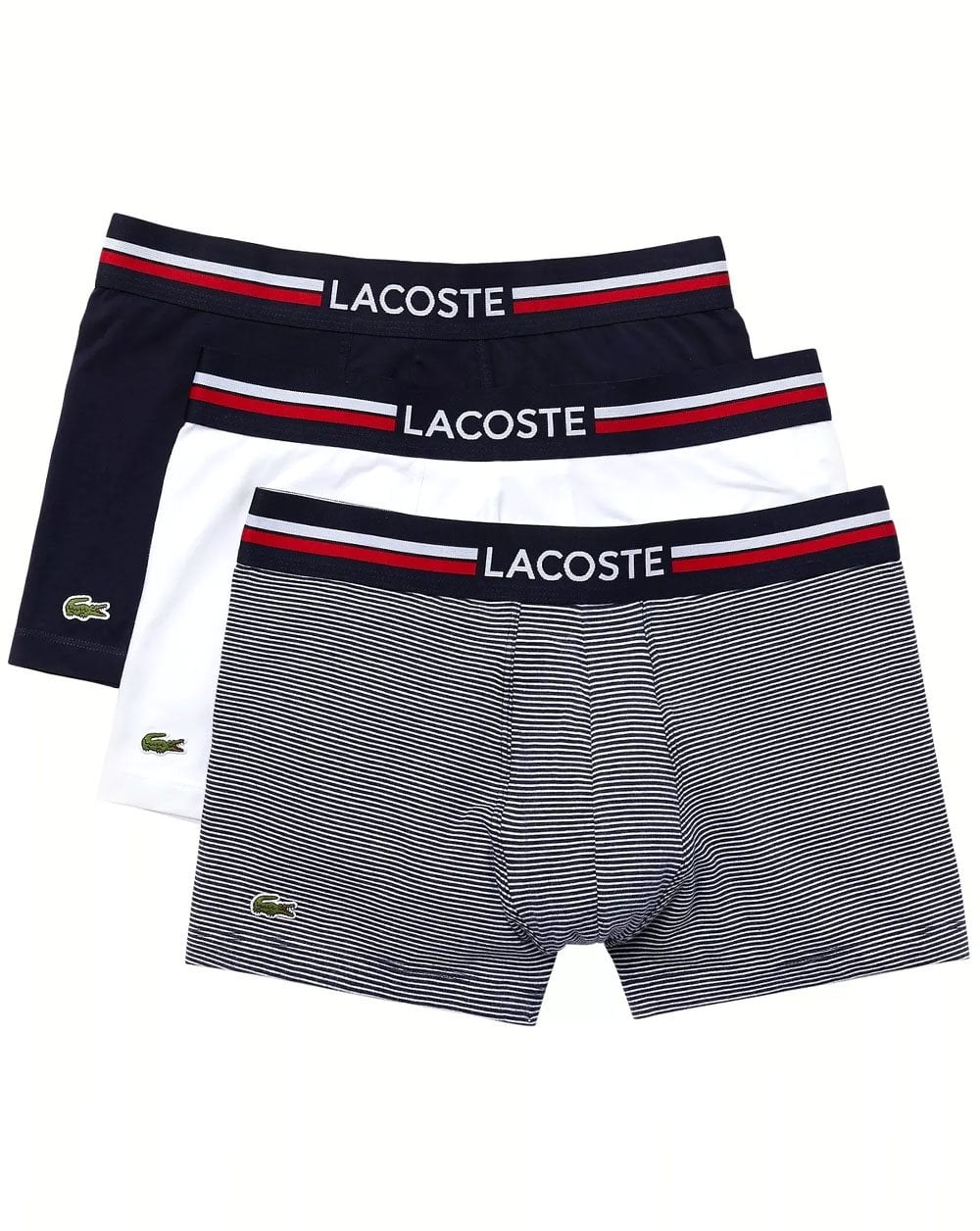 Lacoste Triple Pack Boxer Trunks Navy Blue/White