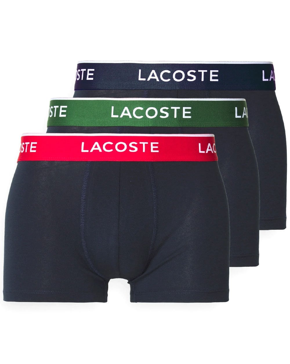 Lacoste Triple Pack Boxer Trunks Navy/Green/Red