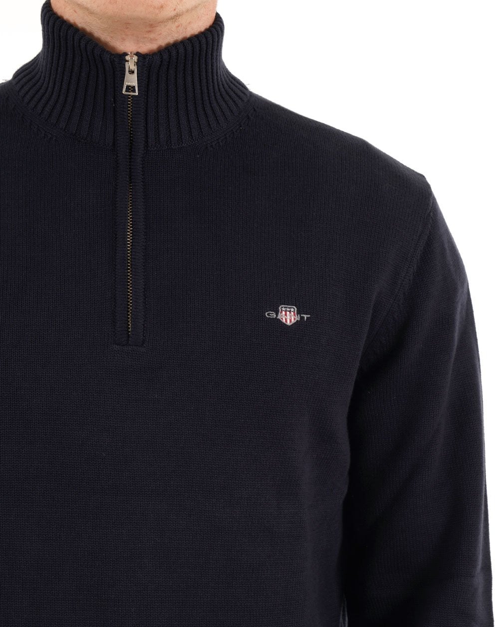 Gant Cotton Half Zip Sweater Navy Blue