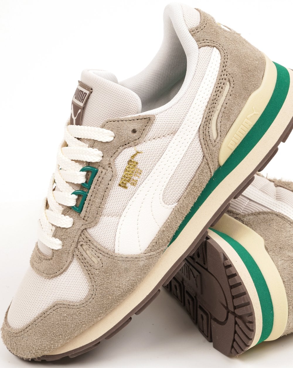 Puma RX 737 Vintage Trainers Off White Green