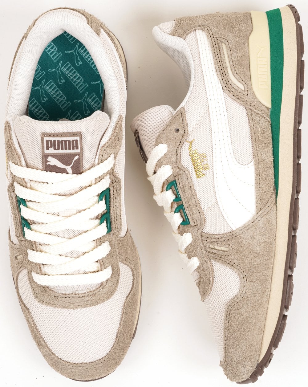 Puma RX 737 Vintage Trainers Off White Green