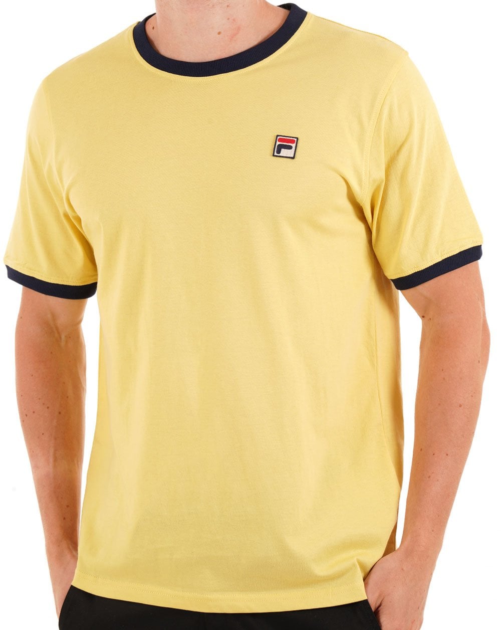 Fila Vintage Ringer T Shirt Yellow Navy