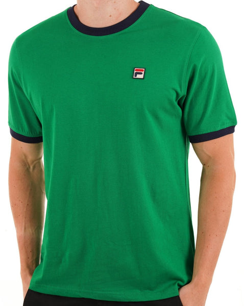 Fila Vintage Ringer T Shirt Green Navy