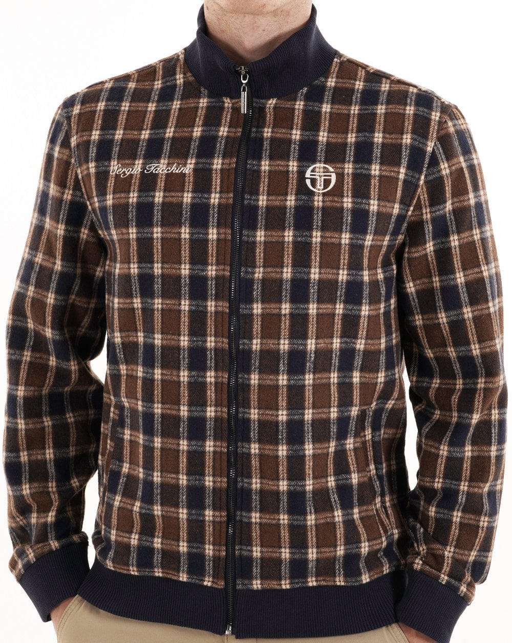 Sergio Tacchini Funnel Neck Jacket Navy Check