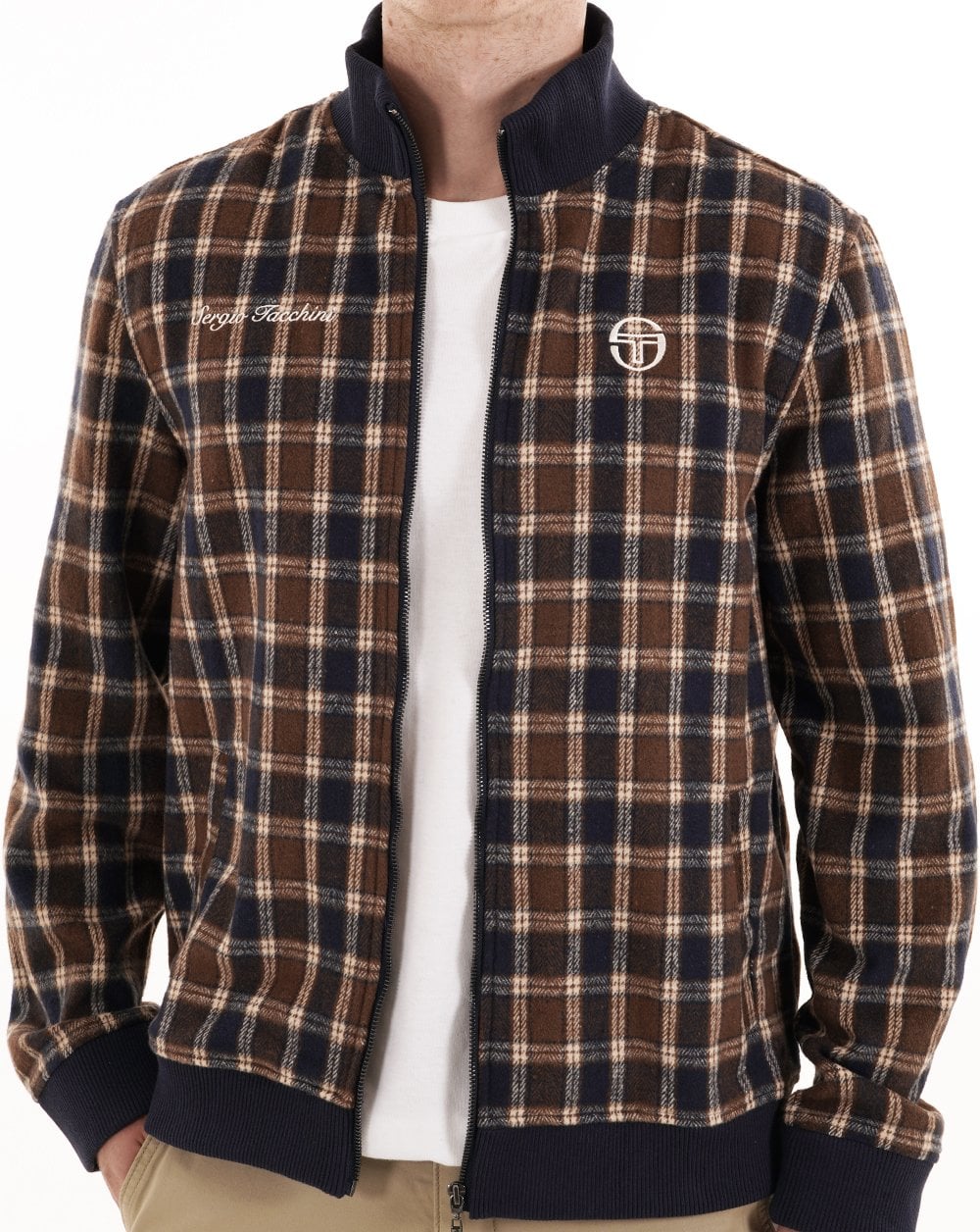Sergio Tacchini Funnel Neck Jacket Navy Check