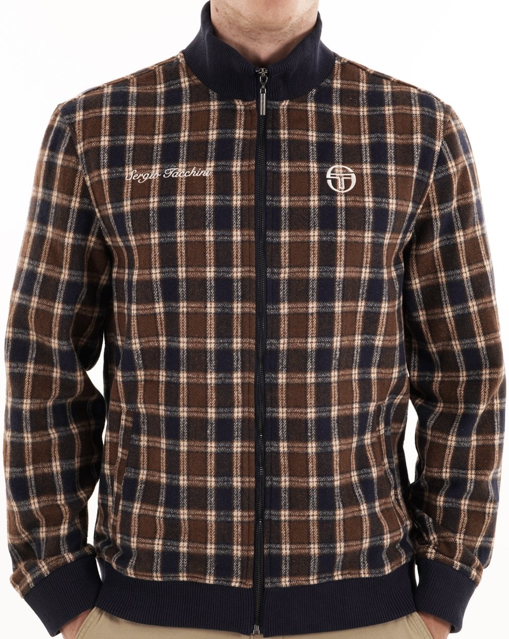 Sergio Tacchini Funnel Neck Jacket Navy Check