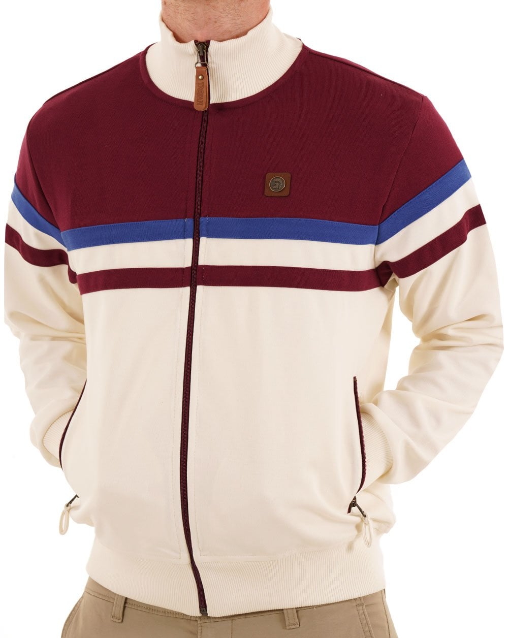 Trojan Split Stripe Track Top Ecru / Port