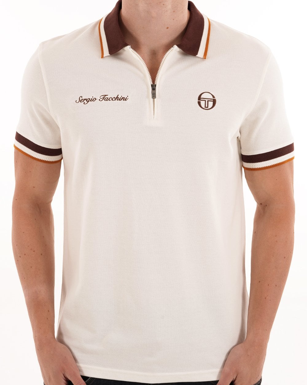 Sergio Tacchini Nanto Zip Polo Shirt Gardenia
