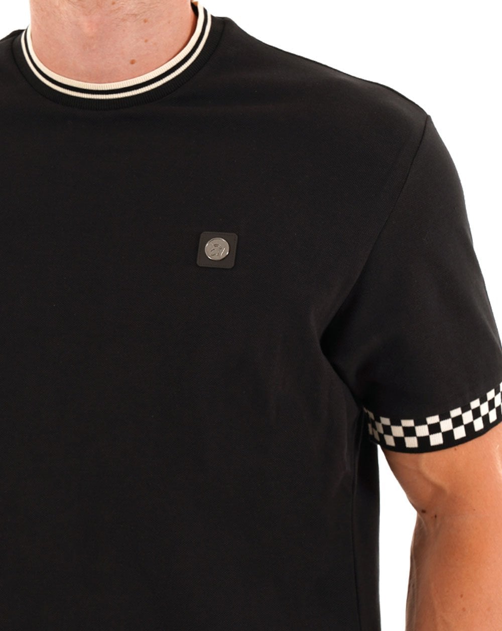 Trojan Cheq Cuff T Shirt Black