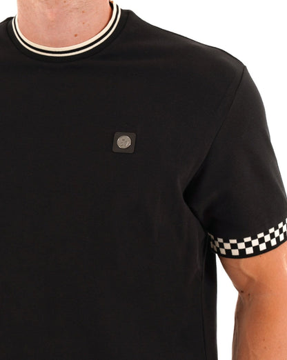 Trojan Cheq Cuff T Shirt Black