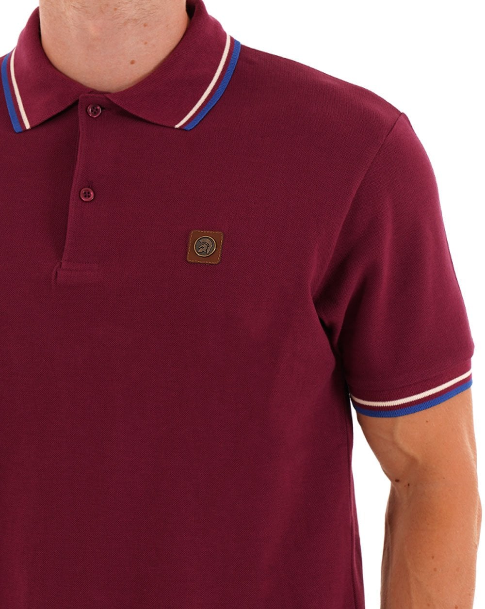 Trojan Tipped Pique Polo Deep Claret