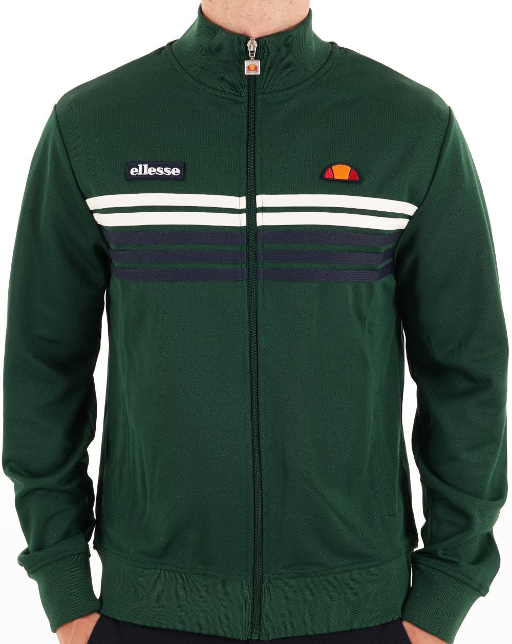 Ellesse 5 Stripe Track Top Dark Green