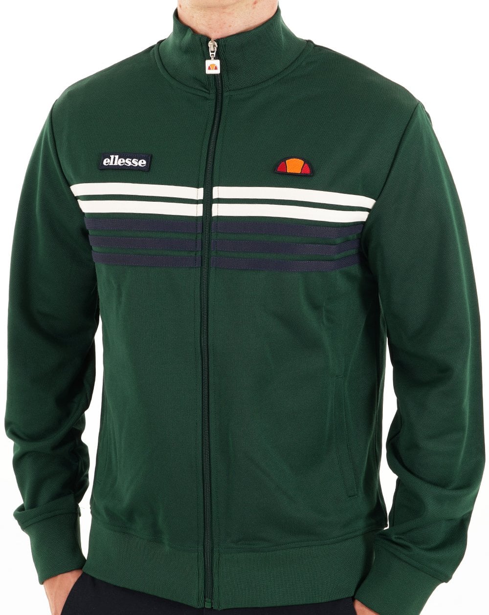 Ellesse 5 Stripe Track Top Dark Green