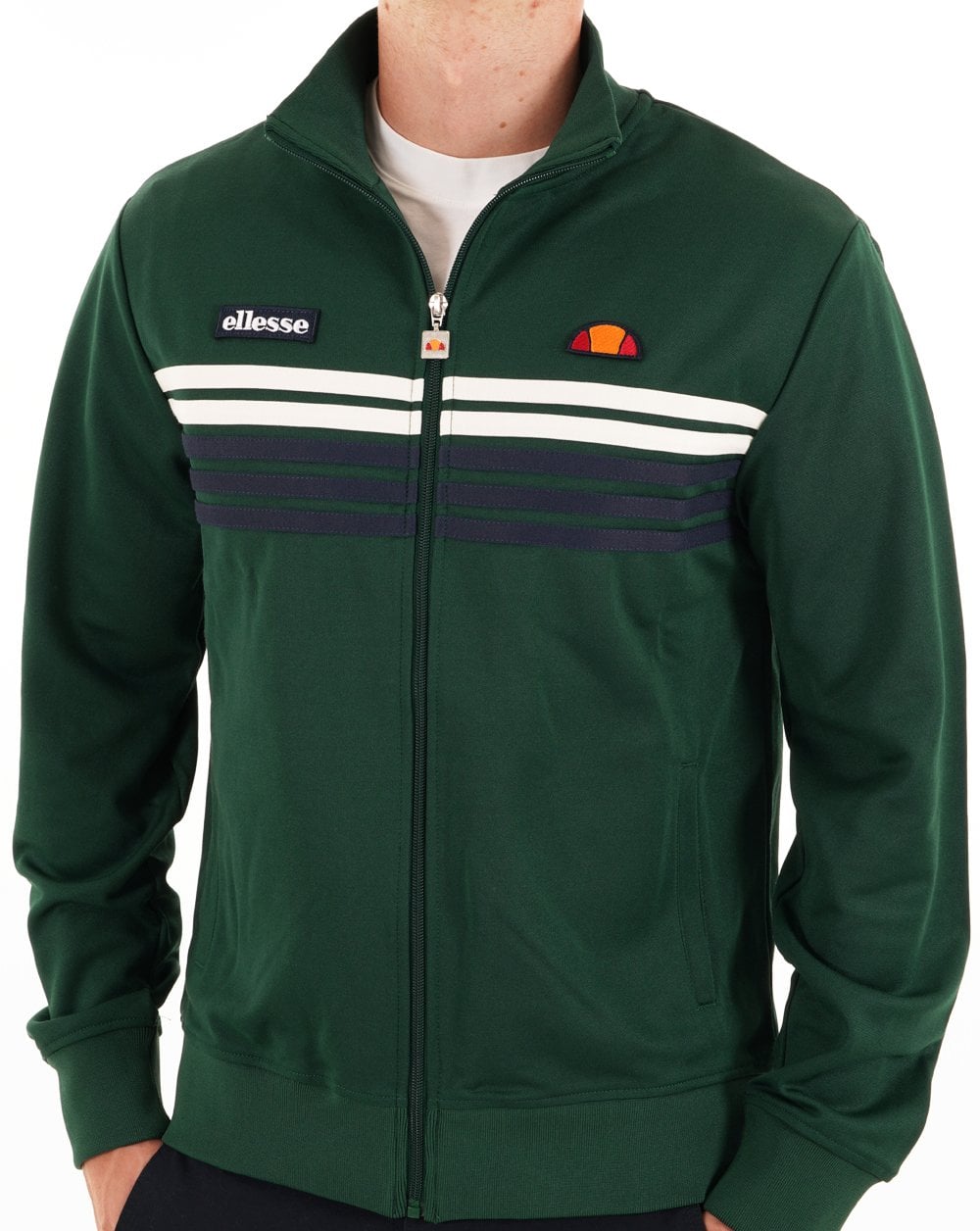 Ellesse 5 Stripe Track Top Dark Green