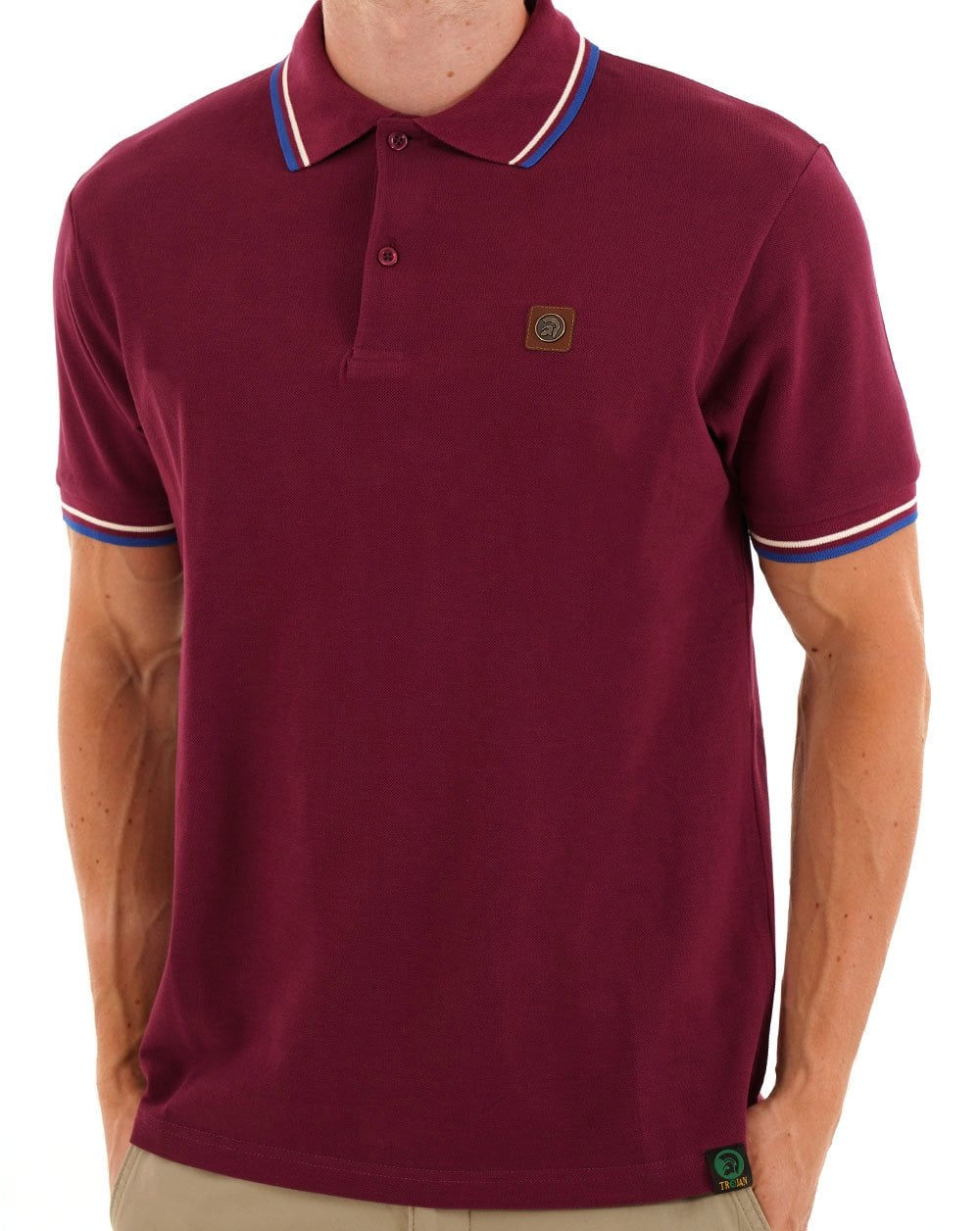 Trojan Tipped Pique Polo Deep Claret