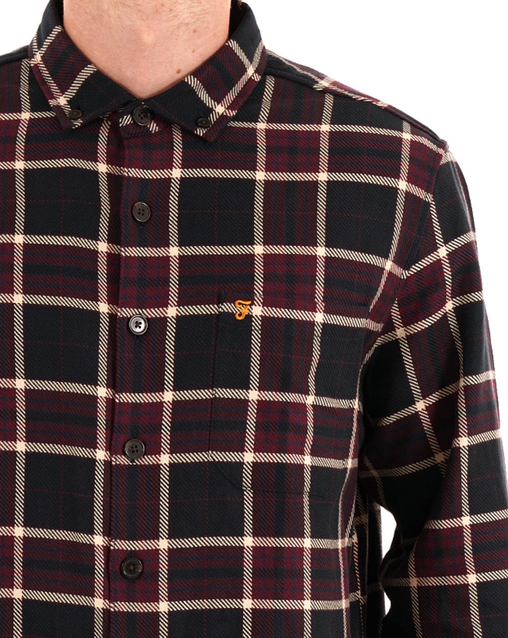 Farah Christian LS Check Shirt Bordeaux