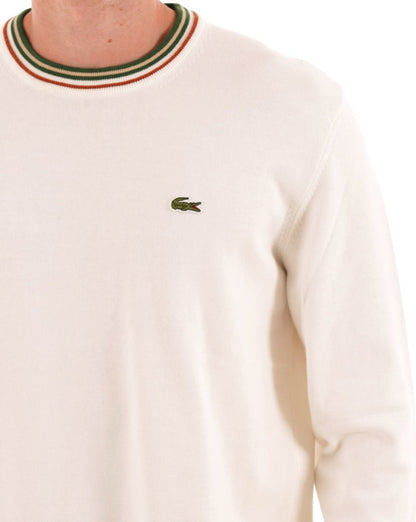 Lacoste Tipped Crew Neck Knit - Ecru