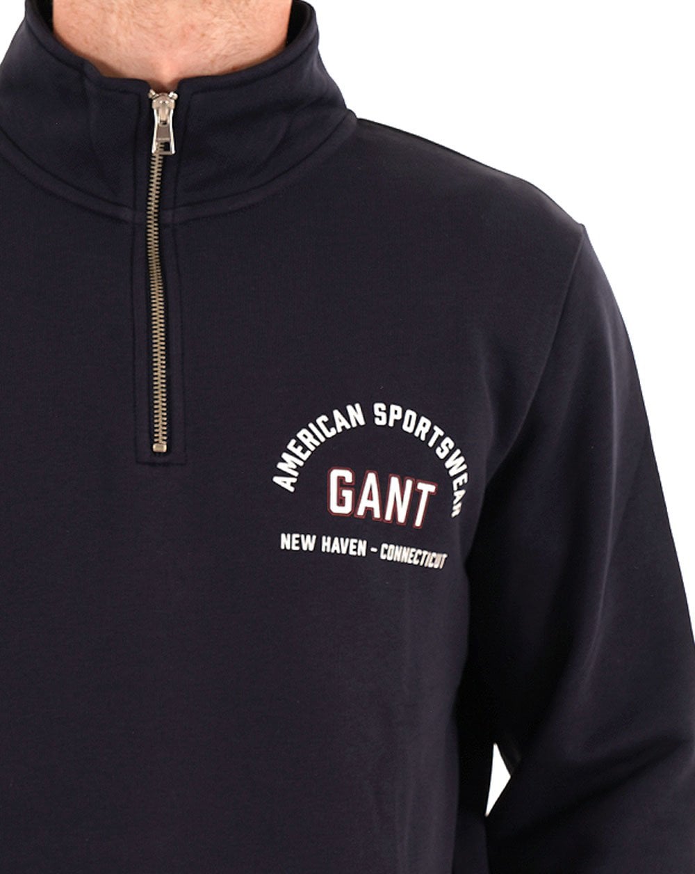 Gant Graphic Half Zip Sweatshirt Navy Blue