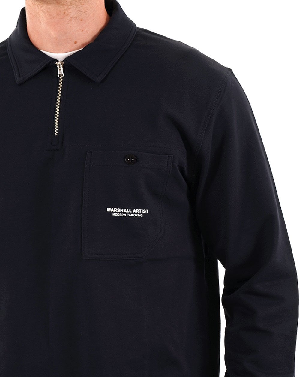 Marshall Artist Stratton Long Sleeve Zip Polo Navy