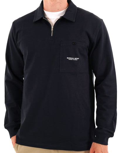 Marshall Artist Stratton Long Sleeve Zip Polo Navy